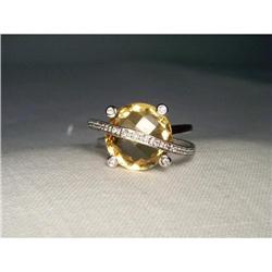 14K WG Gold Huge Citrine Diamond Filigree Ring #2228755