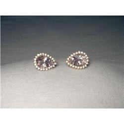 14K White Gold Pear Amethyst Diamond Earrings #2228758