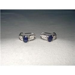 14K White Gold Diamond Sapphire Heart Earrings #2228761