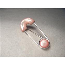 14K White Gold Mabe MOP Pearl Safety Pin Brooch#2228766