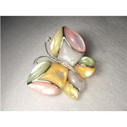 14K WG Mabe MOP Pearl Diamond Butterfly Brooch #2228768