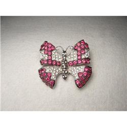 18K White Gold Ruby Diamond Butterfly Brooch #2228769