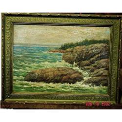 Oil Painting-Waves on Rocks #2228786