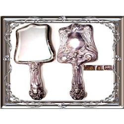 STERLING NOUVEAU figural Nymph MIRROR #2228806