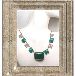 OLD Deco Chrysoprase czech signed NECKLACE #2228815