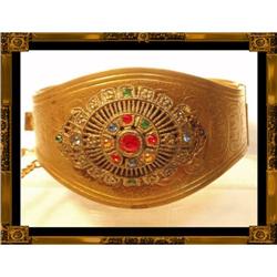 Vintage Czech WIDE Rhinestone hinged bracelet #2228816