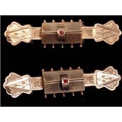 1800's Victorian Enamel ROSE GOLD ruby PIN #2228821