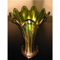 Irridescent blown flute vase mkd! #2228830
