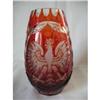 Image 1 : Bohemian Red Cut to Clear Glass Etched Vase #2228834