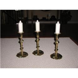 Three Early Brass Candle Sticks #2228837