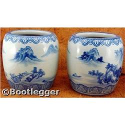 PAIR of ANTIQUE Guangxu Chinese porcelain URNS #2228924