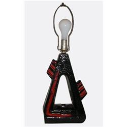 1940's Black and Red Glossy Ceramic Table Lamp #2228966