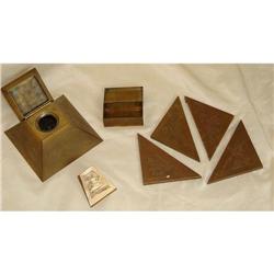 EJC Art Deco Dutch Desk Set Ink Well Paper Clip#2228969