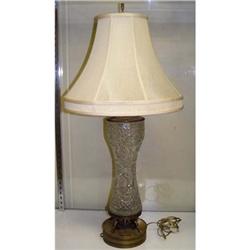 Fine Cut and Etched Glass Table Lamp Cherub #2228970