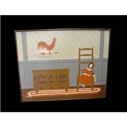 Americana Primitive Interior Scene Oil Painting#2228974