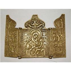 19c Bronze Russian Orthodox Folding Icon #2228978