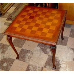 Mahogany Chess Checkers Game Table Cabriole Leg#2228979