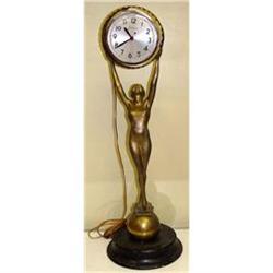 Rare Deco Female Sessions Mantle Clock Girl #2228986