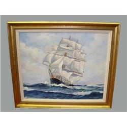 Nautical Sailing Ship Oil Painting by M C Waite#2228989