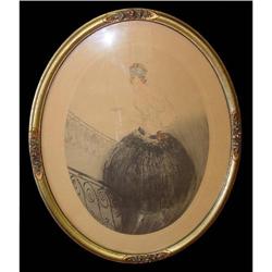 Nouveau Icart Style Litho Woman Pooffy Dress #2228992