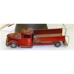 Vintage Red Metal Toy Truck - Hood Opens #2229022