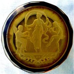 ANTIQUE CZECH INTAGLIO CARVED GLASS BOX W LID #2229034