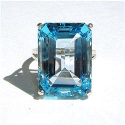 39.85ct Emerald Cut Topaz & 14kt Gold Ring #2238721