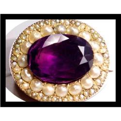 Georgian 10kt ROSE gold 6CT amethyst brooch #2238901