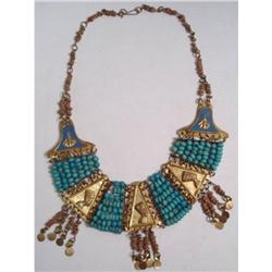 deco 20's Egyptian HEAD enamel Collar NEcklace #2238926