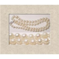 1920'S White gold ROUND real pearl Necklace  #2238930