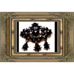 Antique GEORGIAN JET mourning DROP Brooch #2238931