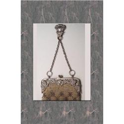 1800 Victorian CHERUB chatelaine beaded Purse #2238955