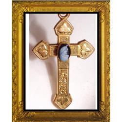 rose gold fill Victorian cameo Cross necklace #2238965