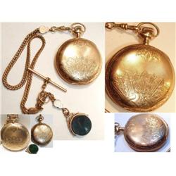 1898 ELGIN 10kt rose gold Pocketwatch & FOb #2238969