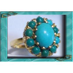 Vintage 14KT GOLD persian Turquoise ring #2238972