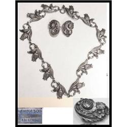 Early Signed Kirk sterling Nouveau & earrings #2238974