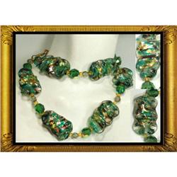 Vintage Venetian FOIL GLASS BIG NECKLACE #2238980