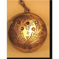 Antique 1874 garnet brilliants fancy  locket #2238981
