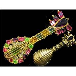 LARGE RARE Czech GILT Figural RS BROOCH  #2238984