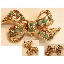 14KT GOLD Turquoise Victorian watch brooch  #2238985
