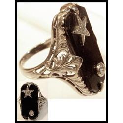 Antique 18kt GOLD diamond LONG DECO filigree #2238995