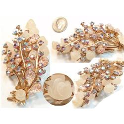 HUGE Schreiner frosted glass LAYERED AB BROOCH #2238996