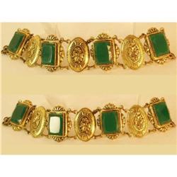 Deco FANCY glass panel ornate vintage bracelet #2238998