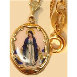 Hungarian  Enamel Portrait GOLD ICON necklace #2239007