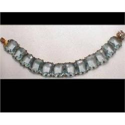 antique Georgian Blue  Czech GLASS BRACELET #2239012