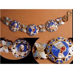 old  EGYPTIAN ENAMEL Pharaoh DECO Bracelet #2239016