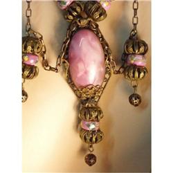 STUNNING Vintage Deco CZECH PINK necklace #2239024