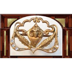 Antique Nouveau figure head jeweled brooch #2239031