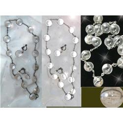 ANTIQUE POOLS OF LIGHT Sterling NECKLACE & ER #2239045