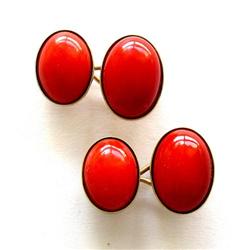 14Kt Gold and Red Coral Cufflinks #2239051